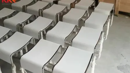 Solid Surface Acrylic Stone Bathroom Stool Pure White Shower Stool