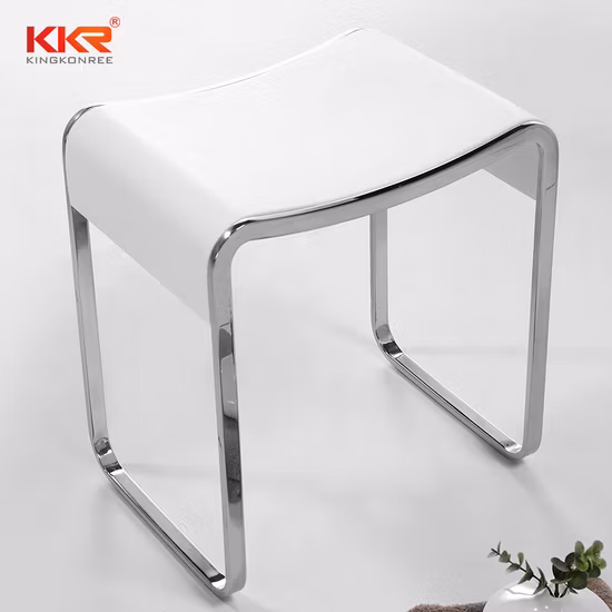 Solid Surface Acrylic Stone Bathroom Stool Pure White Shower Stool
