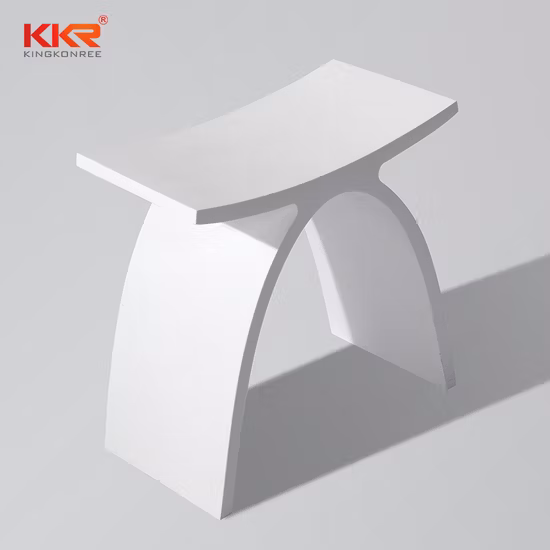 Solid Surface Acrylic Stone Bathroom Stool Pure White Shower Stool