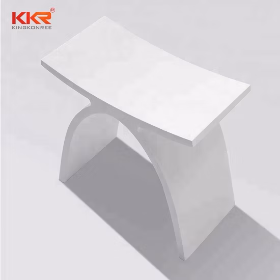 Solid Surface Acrylic Stone Bathroom Stool Pure White Shower Stool