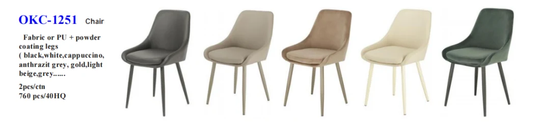 Wholesale Grey Velvet Upholstered Metal Legs Nordic Accent Furniture Modern Dining Chair